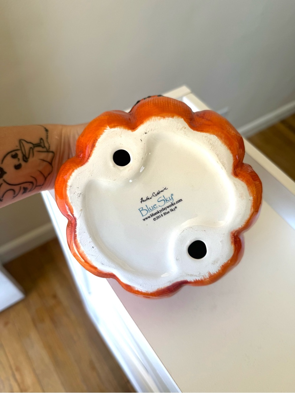 Blue Sky Clayworks 2018 Stitched Pumpkin Heather Goldminc Halloween Ceramic - Picture 5 of 5